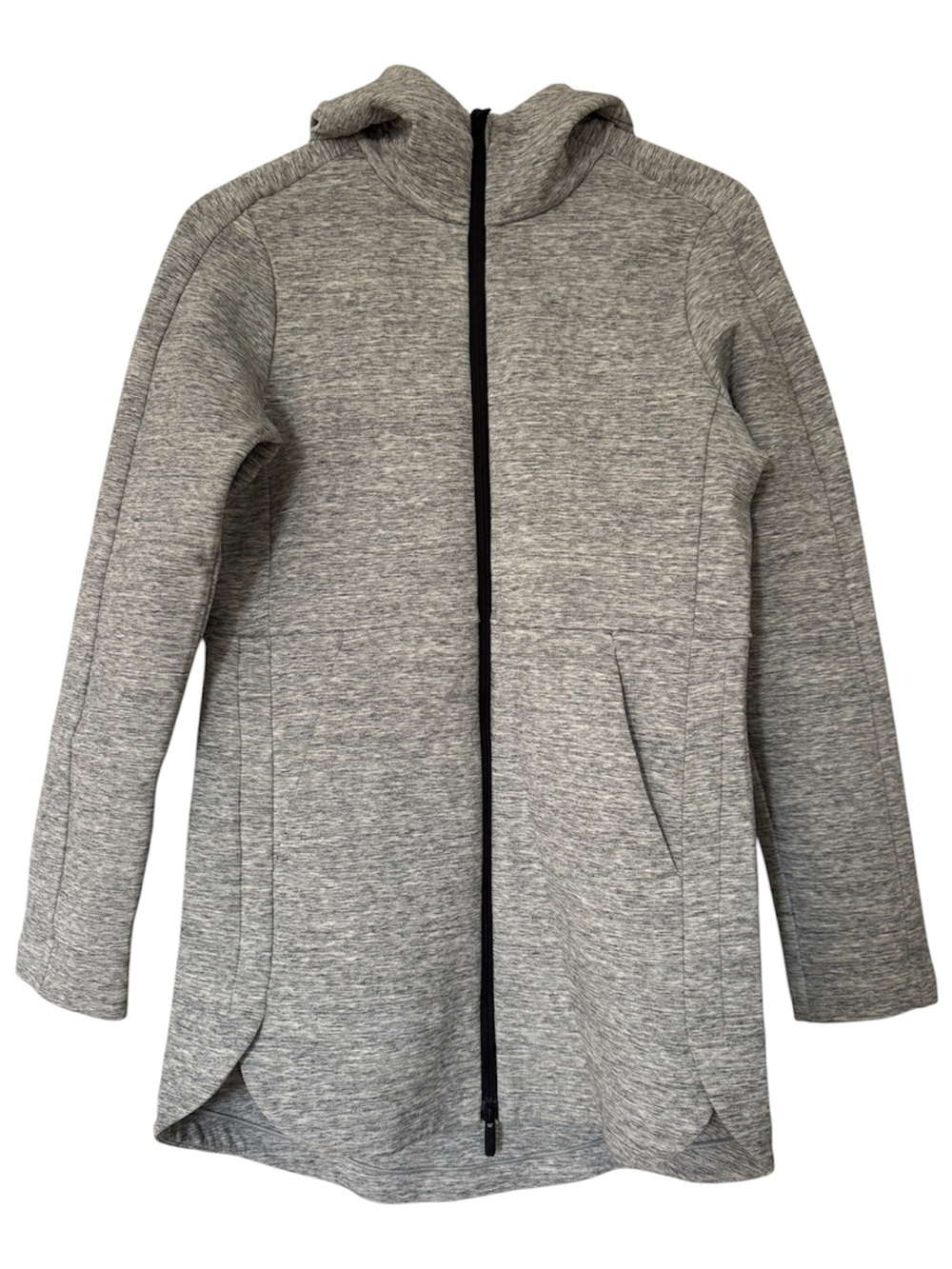 lululemon gray heather zip hoodie with black trim